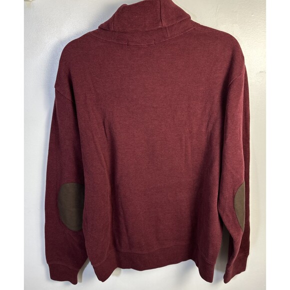 Cremieux Classics Maroon Sweater Shawl Collar Pullover Elbow Patch Brown Size L - Picture 5 of 12
